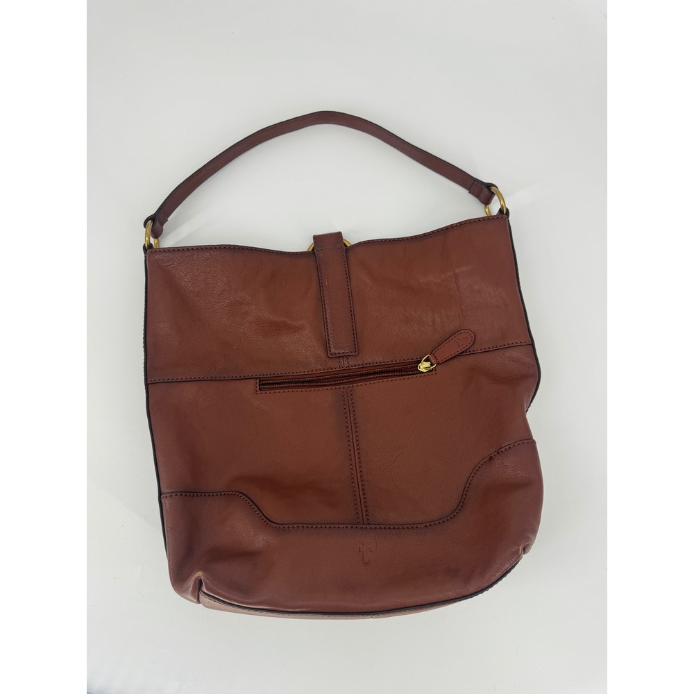 Frye Leather Hobo Bag Womens Large Cognac Brown Boho Classic Everyday Bag - Picture 5 of 10